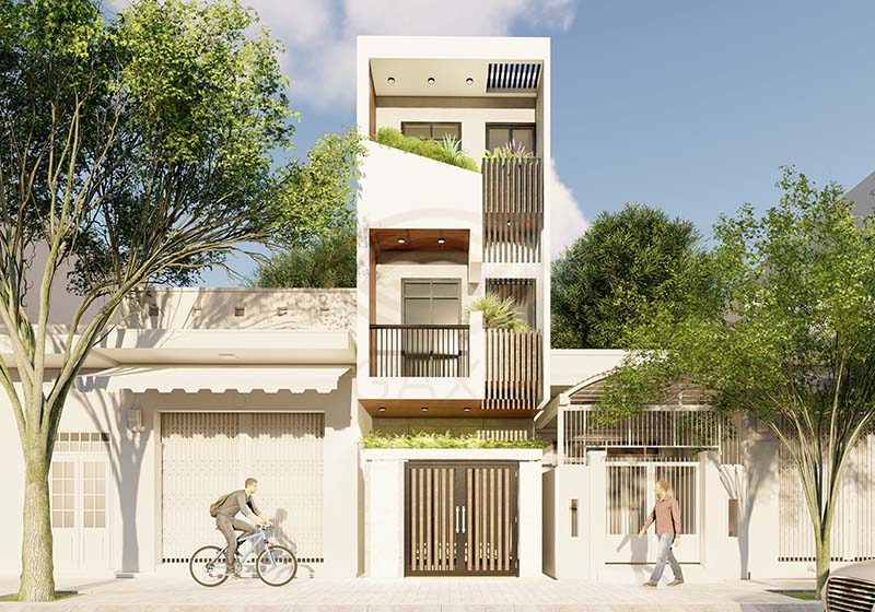 Thiết kế mẫu nhà phố 1 trệt 2 lầu sân thượng  Phan Kiến Phát chuyên tư vấn   thiết kế  xây dựng nhà phố biệt thự nhà đẹp công trình dân dụng